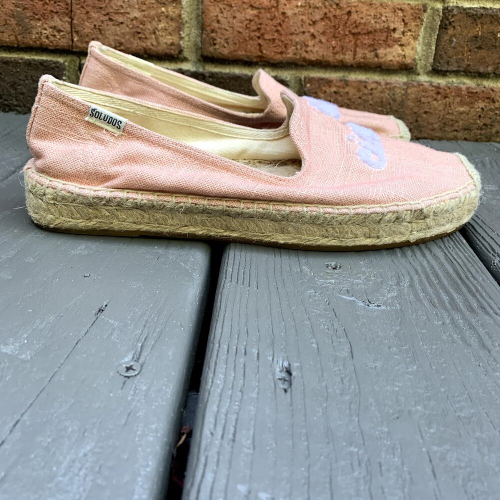 Soludos Women's Ciao Bella Smoking Slippers Slip On Shoes Pink Canvas Jute 8 - Picture 3 of 8